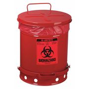 Justrite Biohazard Waste Can, Red, 10 gal. 05930R