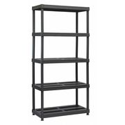 Sandusky Lee Freestanding Plastic Shelving Unit, Ventilated Style, 18 in D, 36 in W, 72 in H, 5 Shelves, Black PS361872-5B