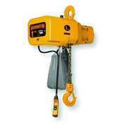 Harrington Electric Chain Hoist, 2,000 lb, 15 ft, Hook Mounted - No Trolley, 208/230/460V, Yellow NER010L-15