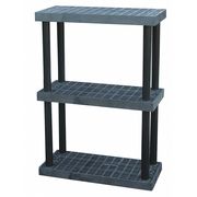 Structural Plastics Freestanding Plastic Shelving Unit, Open Style, 16 in D, 36 in W, 51 in H, 3 Shelves, Black S3616X3