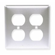 Hubbell Duplex Receptacle Wall Plates and Box Cover, Number of Gangs: 2 Stainless Steel, Brushed Finish SS82