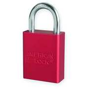 American Lock Anodized Aluminum Safety Padlock, Keyed Different, 1-1/2 in Wide with 1 in Tall Shackle, Red A1105RED