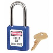 Master Lock Zenex Thermoplastic Safety Padlock, 1-1/2 in Wide with 1-1/2 in Shackle, Blue 410BLU