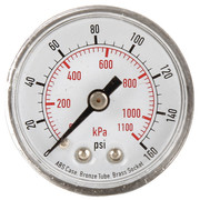 Zoro Select Pressure Gauge, Commercial, 0 to 160 psi, 1 1/2 in Dial, 1/8 in MNPT, Plastic, Black 4FLZ8