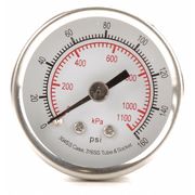 Zoro Select Pressure Gauge, 0 to 160 psi, 1/8 in MNPT, Stainless Steel, Silver 4FMT5