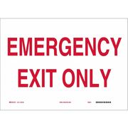 Brady Exit Sign, Emergency Exit Only, 7"x10 41045