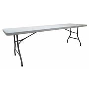 Zoro Select Rectangle Folding Table, 30" W, 96" L, 30" H, Blow Molded Polyethylene Top, White 4GE27