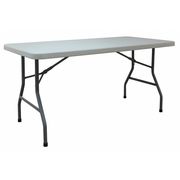 Zoro Select Rectangle Folding Table, 30" W, 60" L, 29" H, Blow Molded Polyethylene Top, White 4GE25