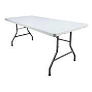 Zoro Select Rectangle Folding Table, 30" W, 72" L, 29" H, Blow Molded Polyethylene Top, White 4GE26