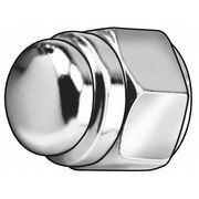Zoro Select Flattened Head Cap Nut, 3/8"-16, Steel, Chrome Plated, 0.62 in H, 5 PK MPB3776