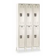 Hallowell Wardrobe Locker, 36 in W, 12 in D, 78 in H, (2) Tier, (3) Wide, Tan U3228-2PT