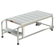 Zoro Select Aluminum Mobile Work Platform, 2 Steps, No Handrails, 48"D Platform, Solid Ribbed Tread A003