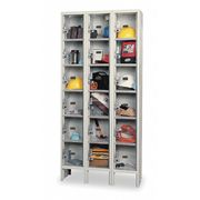 Hallowell Box Locker, 36 in W, 18 in D, 78 in H, (3) Wide, (18) Openings, Tan USVP3288-6A-PT