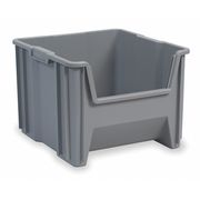 Akro-Mils 75 lb Hang & Stack Storage Bin, Plastic, 16 1/2 in W, 12 1/2 in H, Gray, 17 1/2 in L 13018GREY