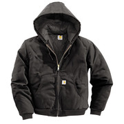Carhartt Men's Black Cotton Hooded Duck Jacket size L J140-BLK LRG REG