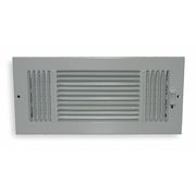 Zoro Select Sidewall/Ceiling Register, 7.25 X 13.25, White, Steel 4JRP6