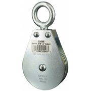 Zoro Select Pulley Block, Wire Rope, 1/4 in Max Cable Size, 685 lb Max Load, Zinc Plated 4JX72