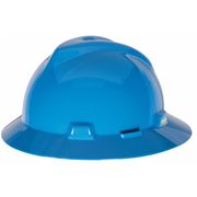 Msa Safety Full Brim Hard Hat, Type 1, Class E, Ratchet (4-Point), Blue 475368