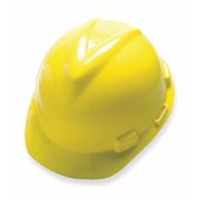 Msa Safety V-Gard Front Brim Hard Hat, Slotted, Cap Style, Type 1, Class E, Staz-On Pinlock Suspension, Yellow 463944