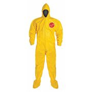 Dupont Hooded Chemical Resistant Coveralls, 12 PK, Yellow, Tychem(R) 2000, Adhesive QC122BYLMD0012BN
