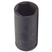 Westward 1/2 in Drive Impact Socket 1 5/16 in Size 6 pt Deep Depth, Black Oxide 4LXJ8