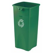Rubbermaid Commercial 23 gal. Square Stationary Recycle Container, Open, Green, Plastic, 2 Openings FG356907GRN