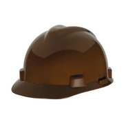 Msa Safety V-Gard Front Brim Hard Hat, Slotted, Cap Style, Type 1, Class E, Staz-On Pinlock Suspension, Brown 464658