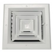 Zoro Select 6 in Square 4-Way Multilouver Ceiling Diffuser, White 4MJJ5