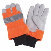 Condor Leather Palm Gloves, High Visibility Orange, L, PR 4NHE7