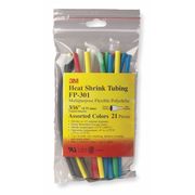 3M Shrink Tubing, 0.375in ID, Colors, 6in, PK14 FP301-3/8-6"-ASSORTED-10-14 PC PKS