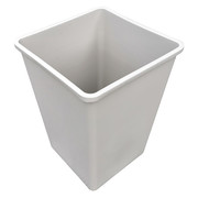 Zoro Select 35 gal Square Trash Can, Beige, 19 1/2 in Dia, None, Plastic 4PGT4