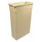 Zoro Select 23 gal Rectangular Trash Can, Beige, 11 1/4 in Dia, None, Plastic 4PGV1