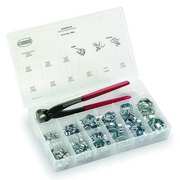 Oetiker Hose Clamp Assortment, Double Ear, Zinc-Plated Steel, Plastic Case 18500114