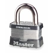 Master Lock Padlock, Keyed Alike, Standard Shackle, Rectangular Steel Body, Steel Shackle, 15/16 in W 5KA