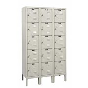 Hallowell Box Locker, 36 in W, 12 in D, 66 in H, (3) Wide, (15) Openings, Tan U3226-5PT