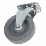 Zoro Select Swivel Plate Caster, Therm Rubber, 4 in, 165 lb, C 4W918