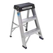 Werner 2-Step Aluminum Step Stool with 300 lb. Load Capacity in Silver/Black 150B