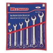 Westward Combo Wrench Set, Ratchet OE, 8-14mm, 6 Pc 4YR28