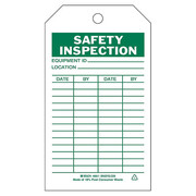 Brady Saf Inspection Tag, 7 x 4 In, Grn/Wht, PK10 86611