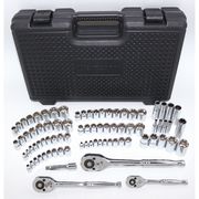 Westward 1/4", 3/8", 1/2" Drive Socket Wrench Set SAE, Metric 82 Pieces 4 mm to 19 mm, 5/32 in to 13/16 in 40JD40