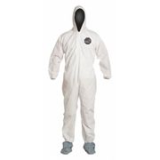 Dupont Hooded Disposable Coverall, 25 PK, White, SMS, Zipper PB122SWHXL002500