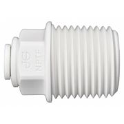 John Guest Male Connector, 1/4 in Tube Size, Polypropylene, White, 10 PK PP010824W