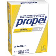 Propel Beverage Powder Mix with Electrolytes, 16 oz., Mix Powder, Low Calorie, Lemon, 10 PK 01090