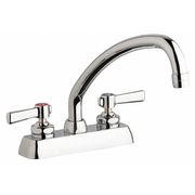 Chicago Faucet Manual, 4" Mount, Commercial 2 Hole Low Arc Kitchen Faucet W4D-L9E35-369AB