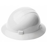 Erb Safety Full Brim Hard Hat, Type 1, Class E, Ratchet (4-Point), White 19221