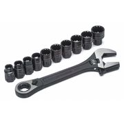 Crescent 11 Piece Pass-Thru™ X6™ Black Oxide Adjustable Wrench and Spline Socket Set CPTAW8