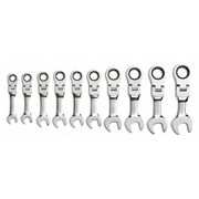 Gearwrench 10 Piece 72-Tooth 12 Point Stubby Flex Head Ratcheting Combination Metric Wrench Set 9550