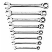 Gearwrench 8 Piece 72-Tooth 12 Point Open End Ratcheting Combination SAE Wrench Set 85599