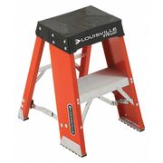 Louisville 2 Steps, Fiberglass Step Stand, 375 lb. Load Capacity, Orange/Silver FY8002