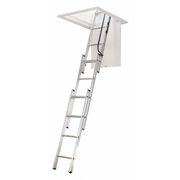 Werner Attic Ladder, Aluminum; Foot: Aluminum with Plastic Bottom, 7 ft. to 9 ft. 10" Ceiling Height Range AA1510B